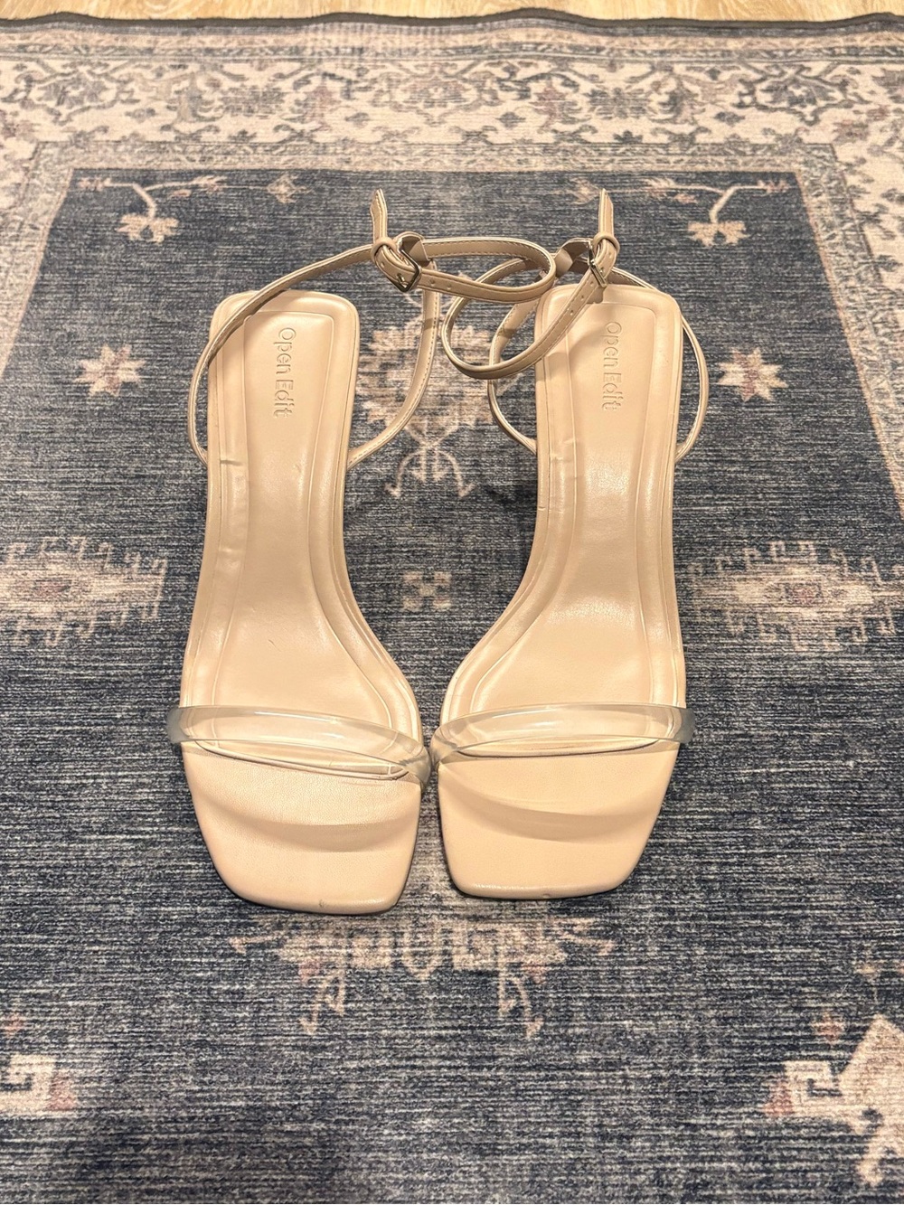 Open Edit Taytum Ankle Strap Sandals -  Tan Cream/Clear